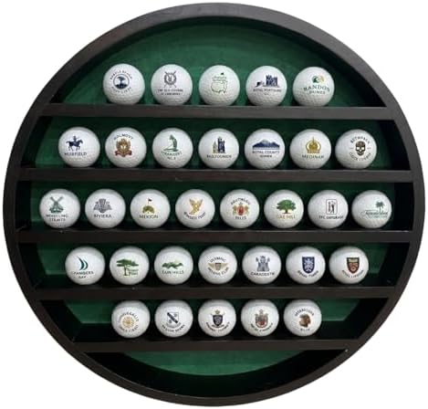 Golf Ball Display Case for 32 Balls – Modern Golf Decor ft. 18” Moon Shelf by Unknown