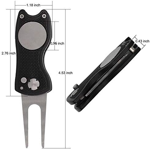 Golf Divot Repair Tool with Magnetic Ball Marker, Metal and Foldable Design - Image 2