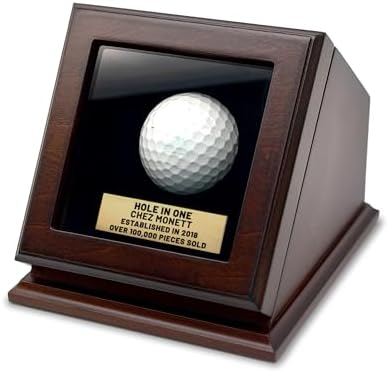 Hole-in-One Golf Ball Display Case -Custom Brass Plaque Engraving-Durable Wood - Image 2