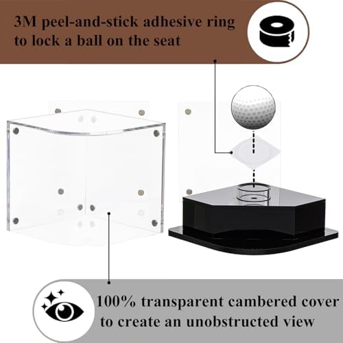 Golf Ball Display Case for Golfer w/ Golden Marker. Black Ball Throne - Image 4