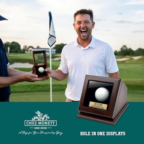 Hole-in-One Golf Ball Display Case -Custom Brass Plaque Engraving-Durable Wood - Image 3