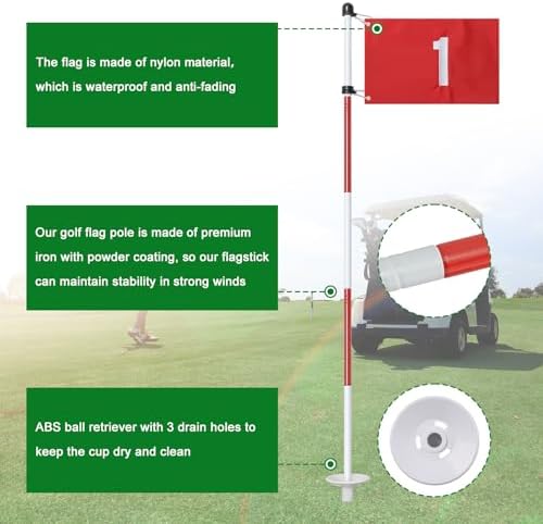 Golf Flagstick for Yard, 5-Section Putting Green Golf Pin Flag, 3 Pack - Image 5