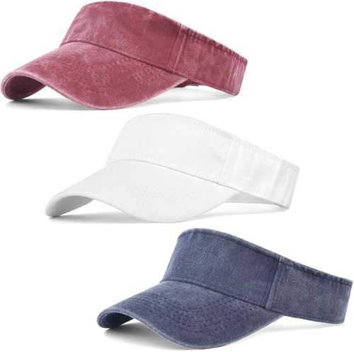 IYEBRAO 3 Pack Sun Visor Hat Sport Vintage Washed Adjustable Cotton Empty Top by 29IYEBRAO