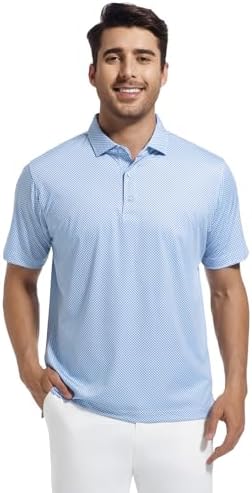 Alex Vando Mens Golf Shirt Moisture Wicking Classic Print Golf Shirts - Image 2