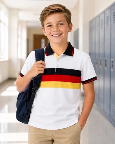 Boys Golf Polo Shirts Short Sleeve Color Contrast 5-14Y - Image 3