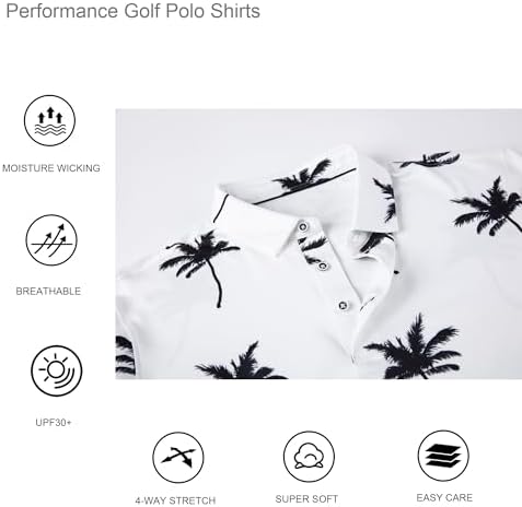 Alex Vando Mens Golf Shirt Moisture Wicking Print Performance Polo Shirt - Image 3