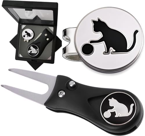 Adhere Golf Ball Markers Personlized Double Side Cute cat Logo Enamel by Unknown
