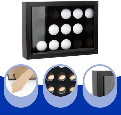 Golf Ball Display Case for 15 Balls, Wall Mount and Freestanding Shadow Box - Image 3
