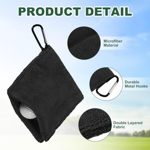 3Pcs Golf Ball Towel 5.5"x5.5" - Image 3