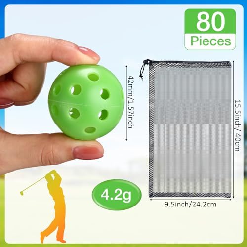 MiniInflat 80 Pcs Practice Golf Balls Plastic 42mm - Image 2