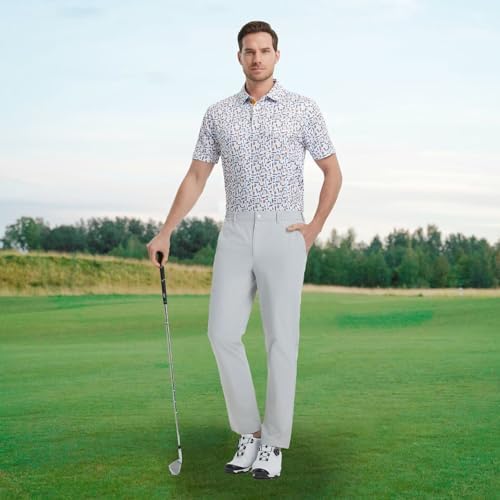 M MAELREG Mens Golf Shirt Short Sleeve Dry Fit Print Moisture Wicking - Image 2