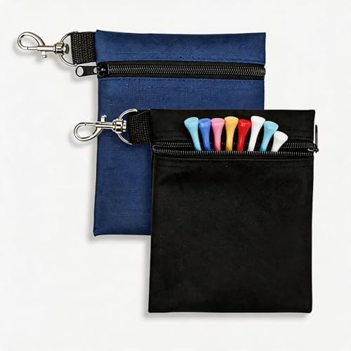 2 Pack Golf Tee Pouch, Water Resistant 600D Oxford Golf Ball Holder by PUFFINSING