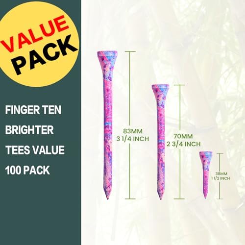 FINGER TEN Stylish Golf Tees Wood 100 Pack - Image 2