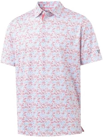 M MAELREG Mens Golf Shirt Short Sleeve Dry Fit Print Moisture Wicking by MAELREG