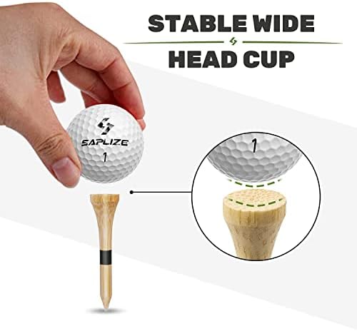 SAPLIZE Bamboo Golf Tees Pack of 100 or 150, Four Size Options, Stable and - Image 4