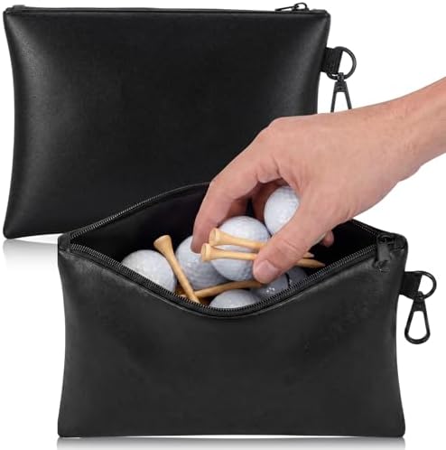 Mudder 2 Pcs Valuables Golf Pouch Bucket, PU Leather Golf Tee Bag by Mudder