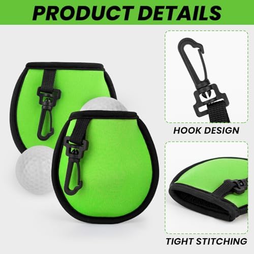 Aspire 4 PCS Portable Pocket Golf Ball Washers, Neoprene Golf Ball Cleaner Pouch - Image 4