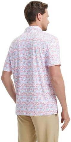M MAELREG Mens Golf Shirt Short Sleeve Dry Fit Print Moisture Wicking - Image 4