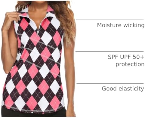 Tanst Sky Women's Sleeveless Golf Polo Shirts Quarter Zip Workout Tank Top - Image 4