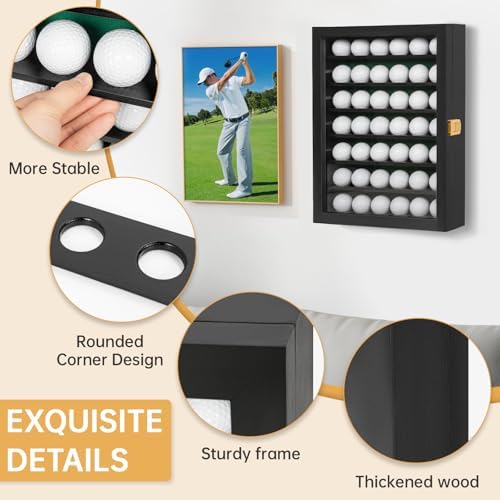 42 Golf Ball Display Case Wooden Wall Mounted Golf Ball Rack - Image 3