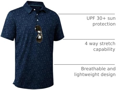 ZITY Men's Golf Shirts Short Sleeve Print Patterns Casual Collared Polo - Image 4