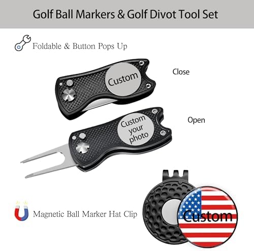 Custom Golf Ball Markers & Golf Divot Tool Gift Set, Personalized Magnetic Ball - Image 4