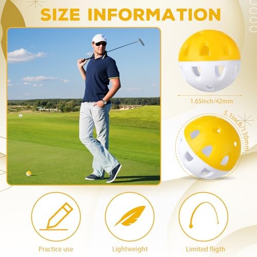 Junkin 50 Pack Practice Golf Balls Limited Flight Plastic Impact Golf Balls - Image 2