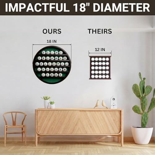 Golf Ball Display Case for 32 Balls – Modern Golf Decor ft. 18” Moon Shelf - Image 2