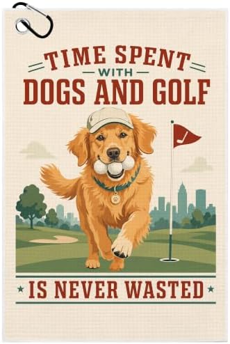 Cute Dog Golf Towel with Bag Clip, Gift by Unknown