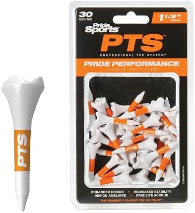 PrideSports PTS Plastic Golf Tees | 30 Count, 1-1/2 Inch | #1 Plastic Tee on by PrideGolfTee