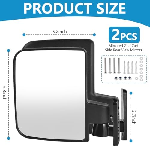 OBTANIM No Drilling Folding Adjustable Golf Cart Side Rear View Mirrors - Image 2