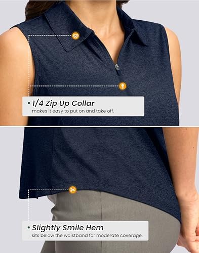 G Gradual Women's Golf Shirts Lightweight 1/4 Zip Collared Tank Top - Image 4