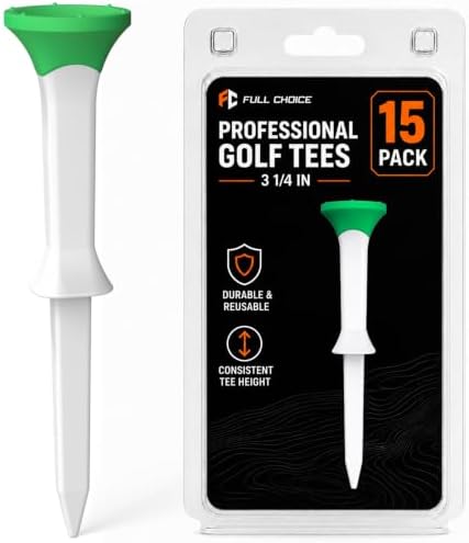 Soft Rubber Head Golf Tees 3-1/4'', 15 Pack Step Golf Tees, Fixed Height by FULLCHOICE