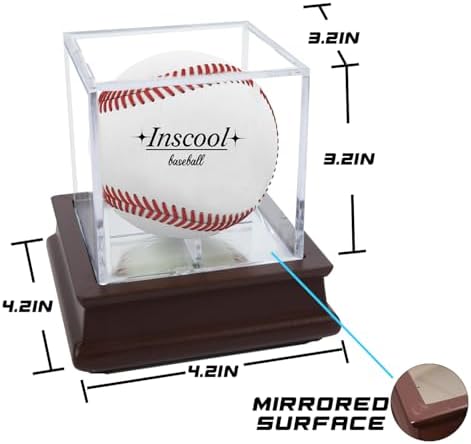 Baseball Display Case with Mirrored Wooden Base Acrylic Cube - Image 4