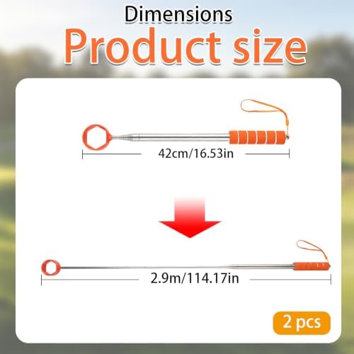 2 Pack Telescopic Golf Ball Retriever, Stainless Steel Shaft, Non-Slip Grip - Image 3