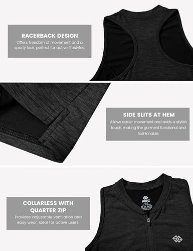 MoFiz Women's Golf Shirts Sleeveless Racerback Polo 1/4 Zip Collarless - Image 5