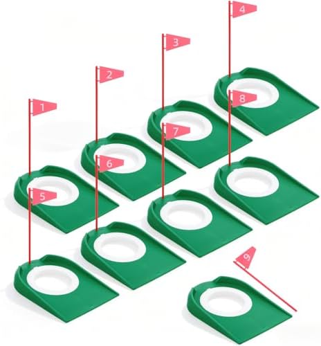 9 Pcs Golf Putting Cup with Flag, Practice Training Aids by Unknown