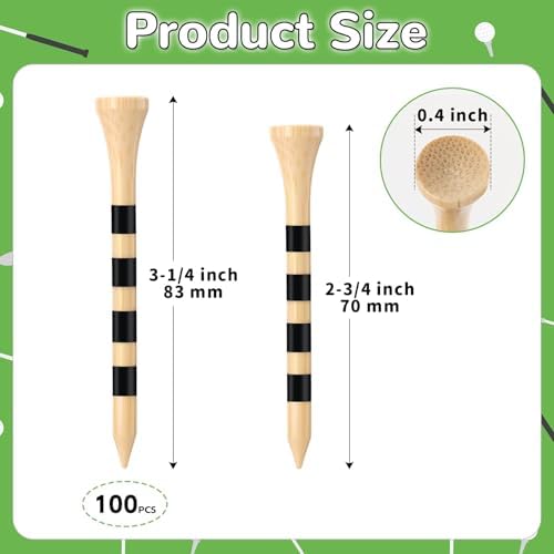 100 Pcs Wooden Golf Tees, 2-3/4 Inch Bamboo Golf Tees, Professional Natrual Tee - Image 2