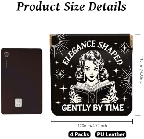 Peacoblue Retro Woman Coin Purse, PU Leather Squeeze Pouch 4PCS - Image 2