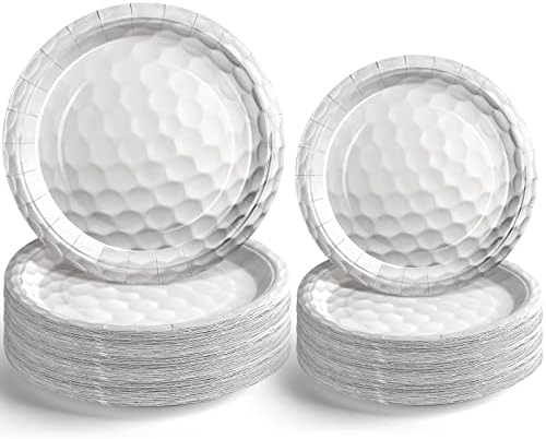 120 Pack Golf Ball Paper Plates, 7 Inch and 9 Inch Golf Paper Plates Dessert by MOTOTO
