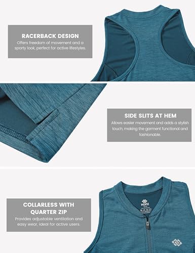 MoFiz Women's Golf Shirts Sleeveless Racerback Polo 1/4 Zip Collarless - Image 5