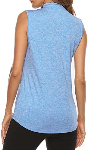 Tanst Sky Women's Sleeveless Golf Polo Shirts Quarter Zip Workout Tank Top - Image 2