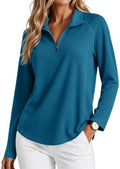 PINSPARK Womens Golf Shirt Long Sleeve Polo Shirts 1/4 Zip Tennis Hiking Tops by Pinspark