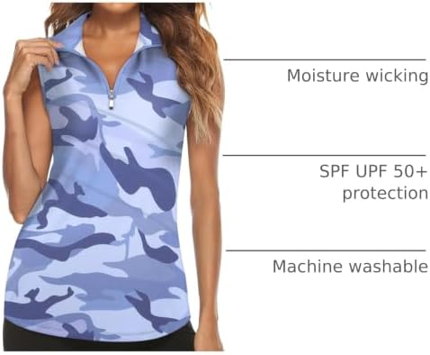 Tanst Sky Women's Sleeveless Golf Polo Shirts Quarter Zip Workout Tank Top - Image 4
