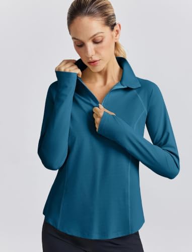 PINSPARK Womens Golf Shirt Long Sleeve Polo Shirts 1/4 Zip Tennis Hiking Tops - Image 4