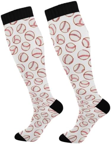 White Baseballs Stitching Compression Sock by Unknown