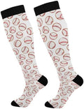 White Baseballs Stitching Compression Sock by Unknown
