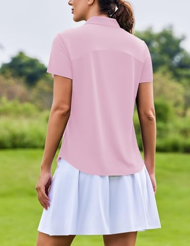 PINSPARK Womens Golf Shirt Short Sleeve Polo UPF 50+ 1/4 Zip Collar Shirt - Image 3