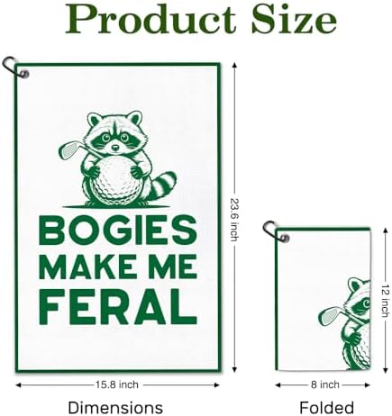 Raccoon Golf Towel with Clip, Funny Golf Bag Accessories, Cute Raccoon Golfing - Image 2