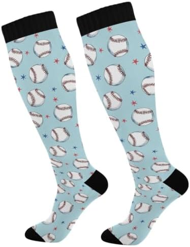 White Baseballs Stitching Compression Sock by Unknown